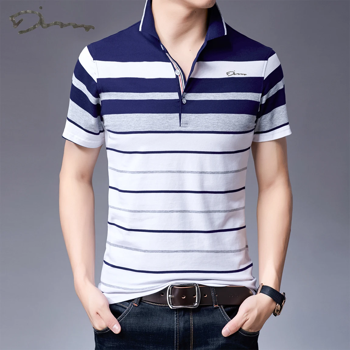 Brand Embroidery Men\'s Cotton Polo Shirts Classics 2024 Summer Striped Button Clothing Business Streetwear Short Sleeved T-shirt