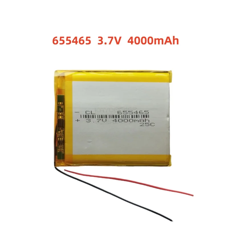 

3.7V 4000mAh Li-Polymer Replacement Li Lipo Battery 655465 JST 2Pin 1.0/1.25/1.5/2.0/2.54mm Connector For GPS Camera LED