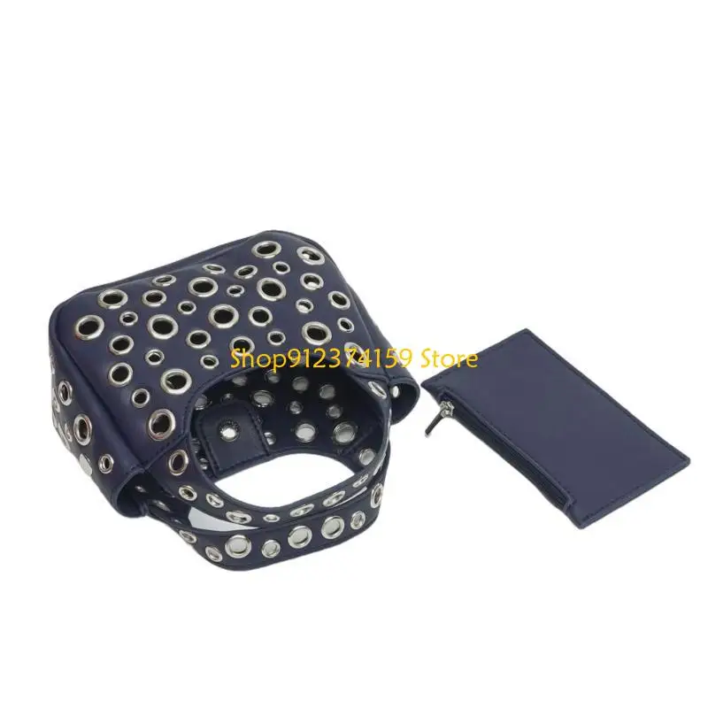 

G5AE Женская сумка с полыми заклепками Сумка-мессенджер с цепочкой Сумка для покупок Креативная сумка через плечо Модная сумка