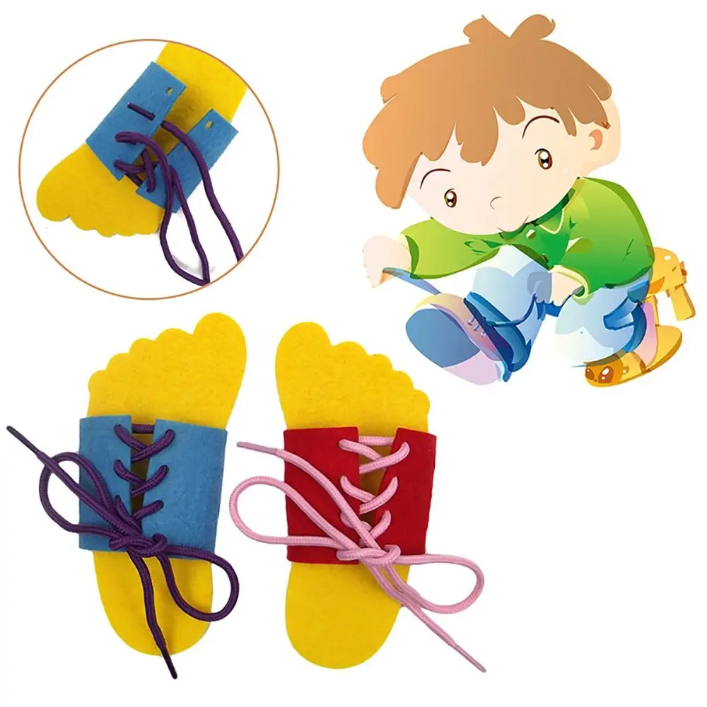 

High-quality Non Woven Lace Up Slippers Learn To Lace Tie Threading Toy Slippers Practice Winding Shoelace Practice Slippers