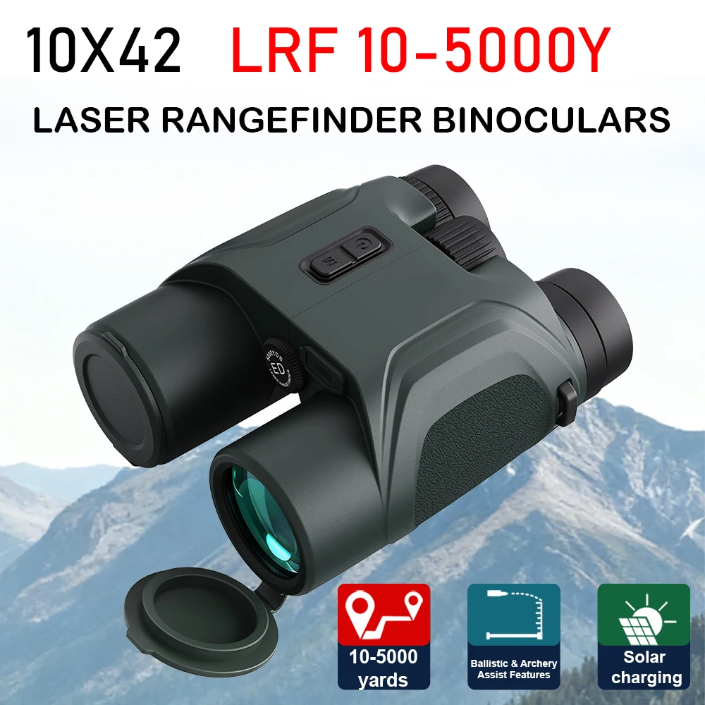 Compact 10x42mm Binocular Ranging 5000Y Range Capability for Hunting Birding and Outdoor Sports