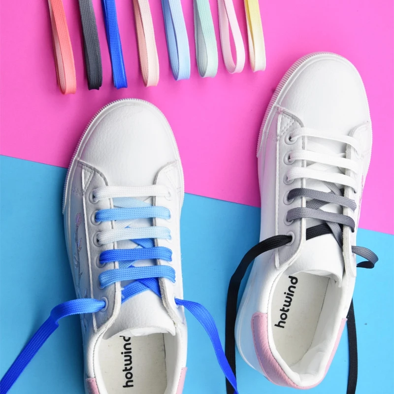 1 Pair / Colorful Shoelaces Flat Shoe laces Fashion Canvas Leisure Candy Party Fabric Shoelace Woman And Men Shoe lace