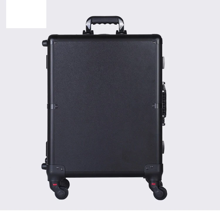 Imagem -06 - Professional Rolling Cosmetic Case Beleza Maquiagem Trolley Mala Led Light Mirror Box Pink Bagagem Alumínio Frame Mesa Dobrável