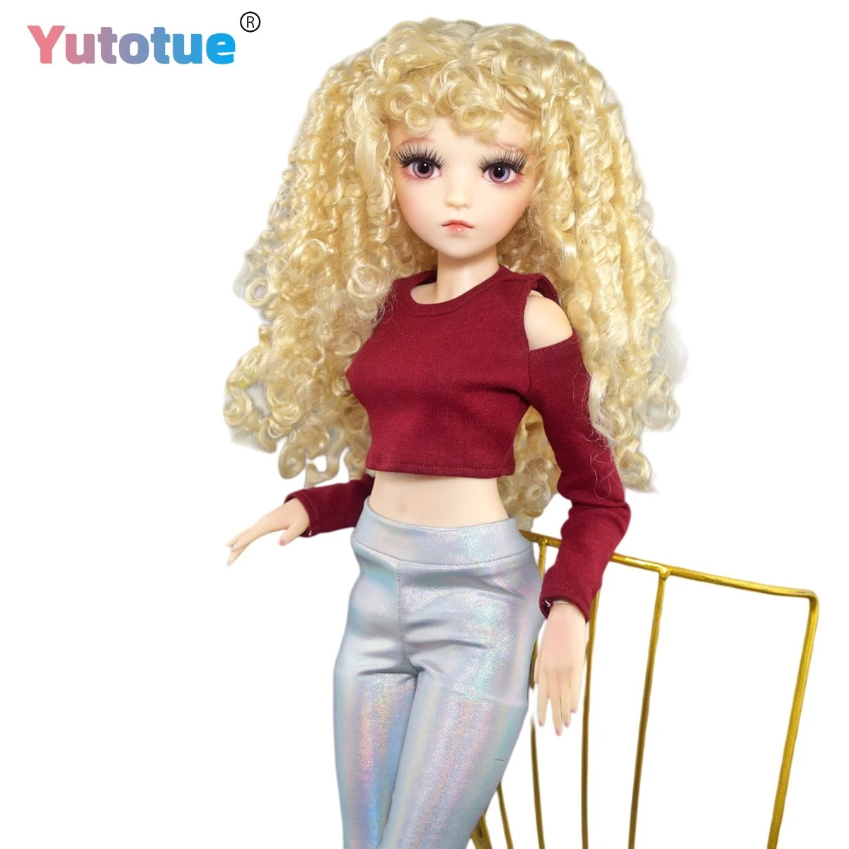 YUTOTUE 60cm Height Girl Doll Blonde Curly Wigs Clothes Pants Shoes Full Set 1/3 Scale BJD Doll Toy