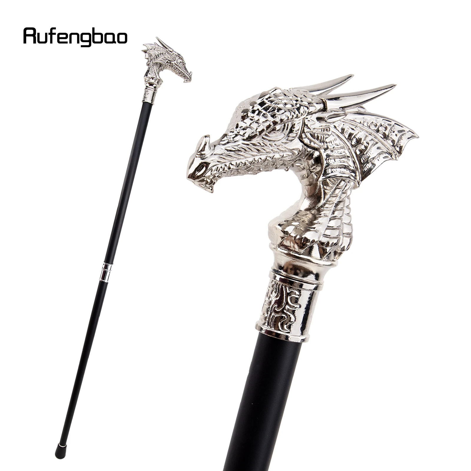 White Luxury Dragon Head Walking Cane Fashion Decorative Walking Stick Gentleman Elegant Cosplay Cane Knob Crosier 93cm