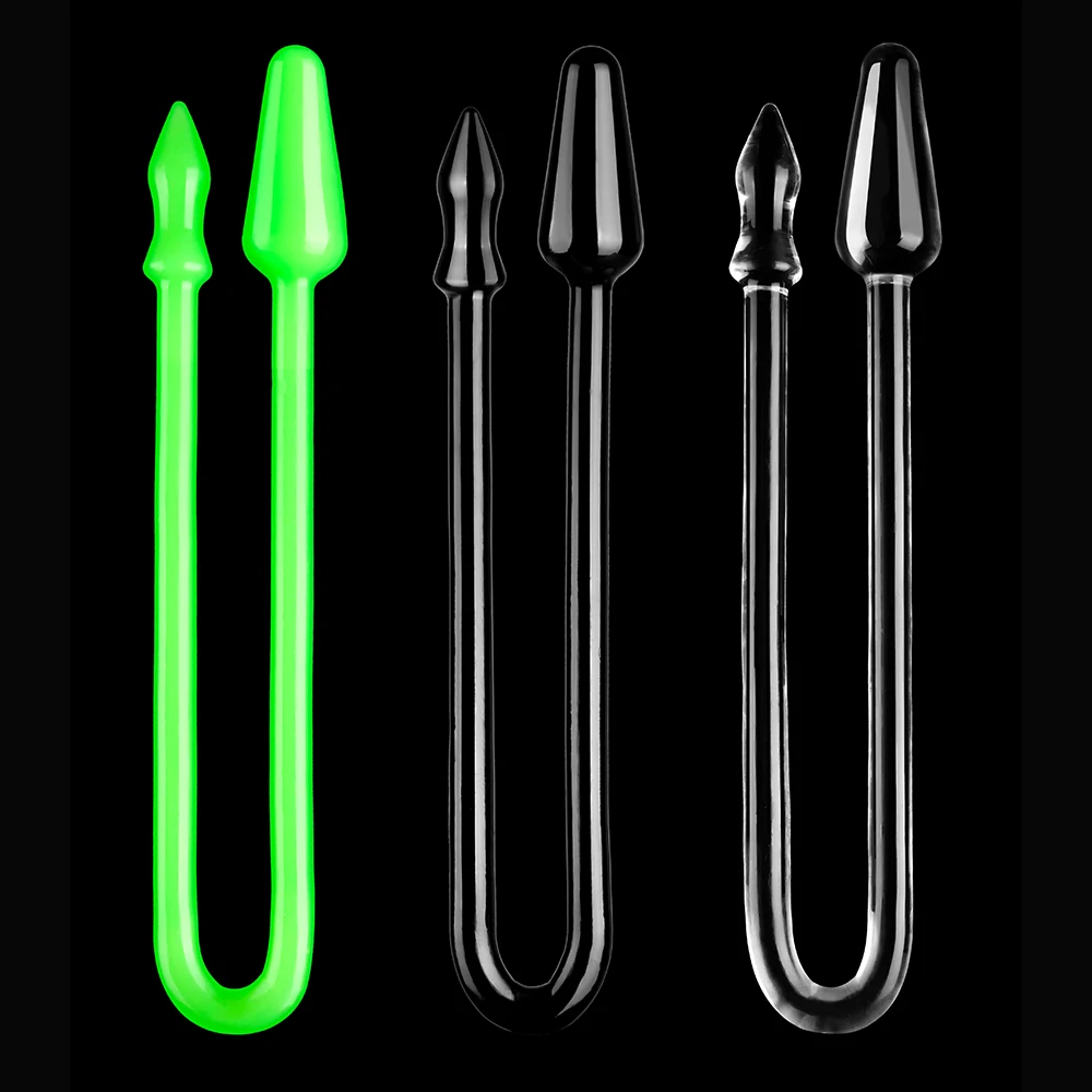 90cm Super Long Dual Head Anal Plug Soft Clear Luminous Dildo Prostate Massager Anus Masturbators Dilator Sex Toys for Men Women