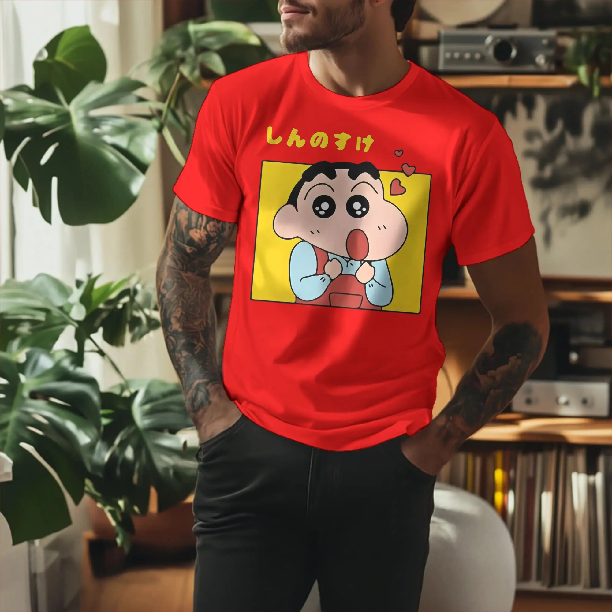 Kawaii Crayon Shin-chan T Shirt Men Women's 100% Cotton Casual T-Shirt Round Neck  Tee Shirt Short Sleeve Tops Printed