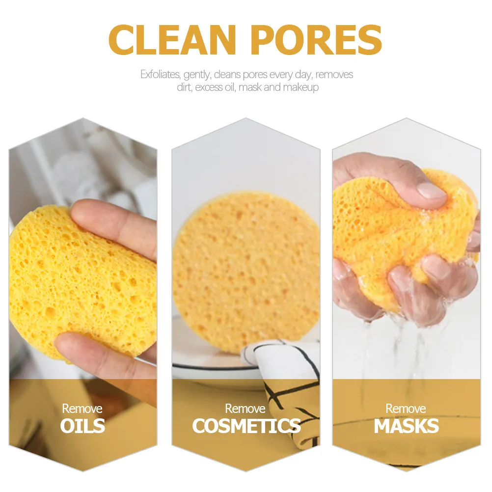 25Pcs Cellulose Facial Sponges Natural Round Face Washing Sponge Pads Gentle Exfoliating Cleanser Suitable Sensitive Skin Makeup view 6