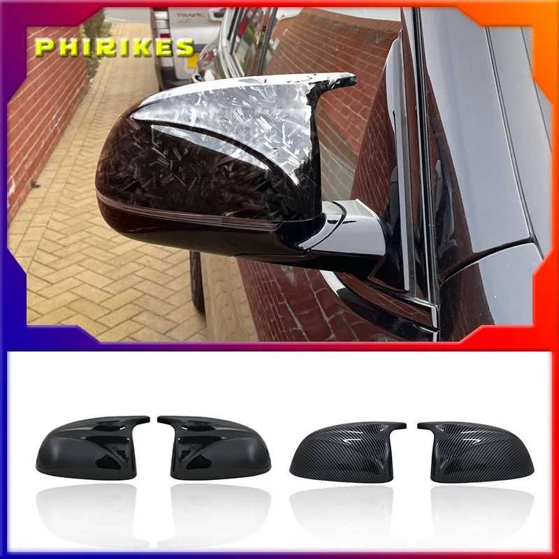 Carbon Fiber Car Rear View Door Wing Side Mirror Cover Caps Shell Case for BMW x3 G01 x4 G02 x5 G05 2018-22 Black M3 Style