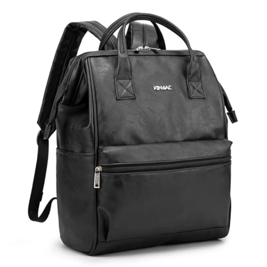 

Large Capacity Laptop Backpack for Women and Men Designed for Travel with Secure 15.6 inch Laptop Compartment Durable Black PU