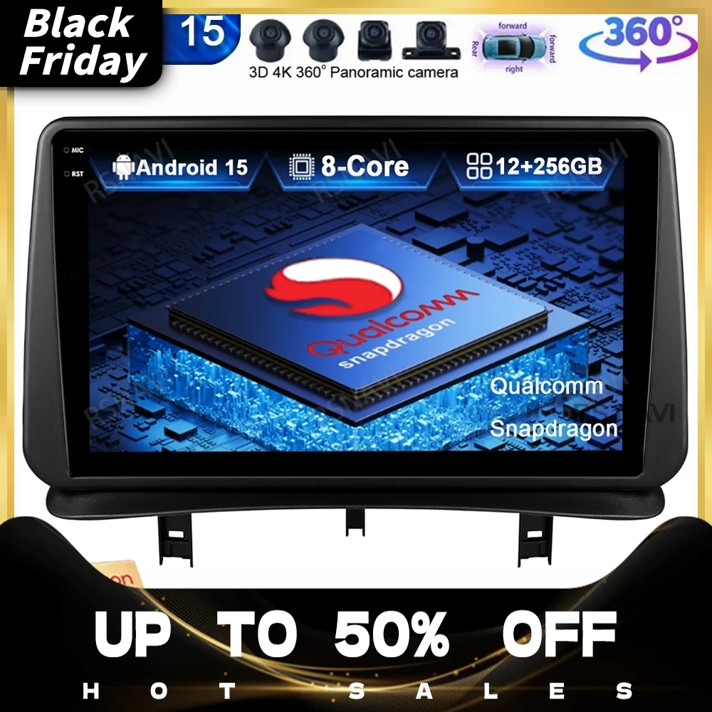 Android 15 Car Radio For Renault Clio 3 2005 2006 2007 2008 2009 2010-2014 4G LTE Multimedia Qualcomm Stereo Autoradio Head Unit