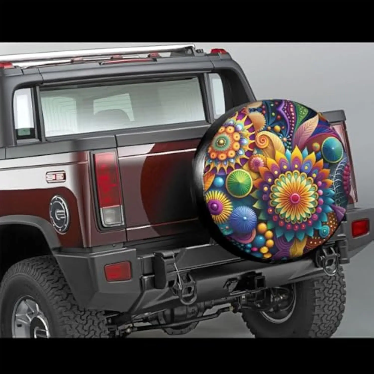 Vibrant Mandala Flower Tire Cover Waterproof Sun Protection Spare Wheel Protector for RV SUV Truck