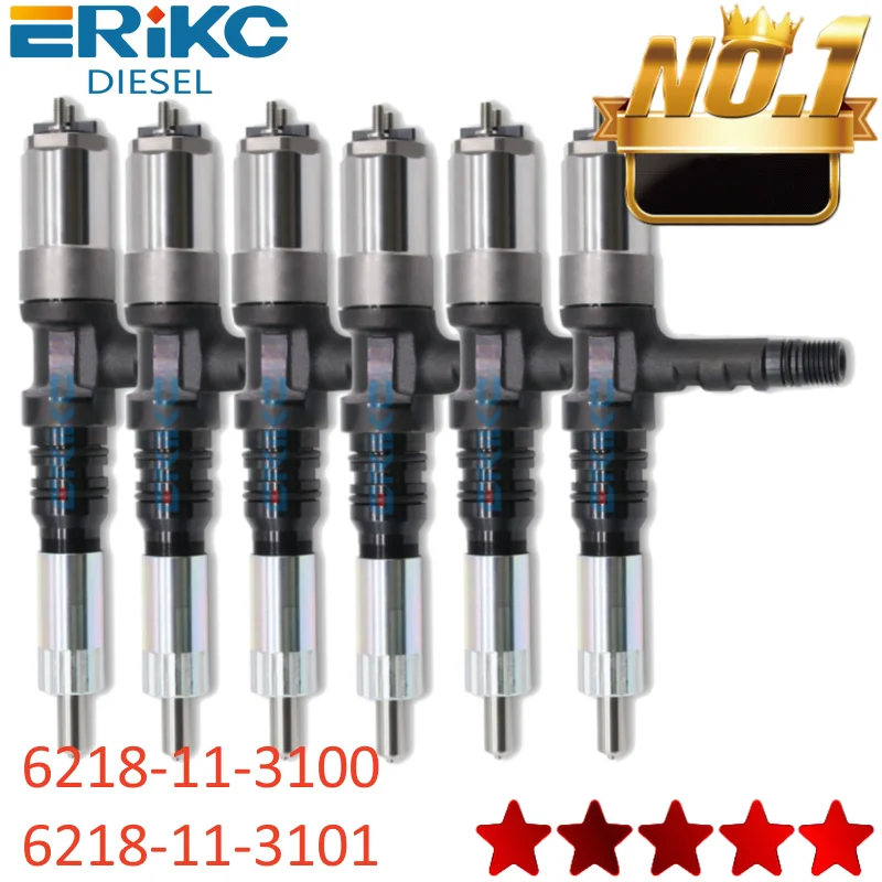 6PCS 095000-0561 095000-0560 Common Rail Diesel Injector Set 095000-0562 6218-11-3102 for KOMATSU 6218-11-3100 6218-11-3101