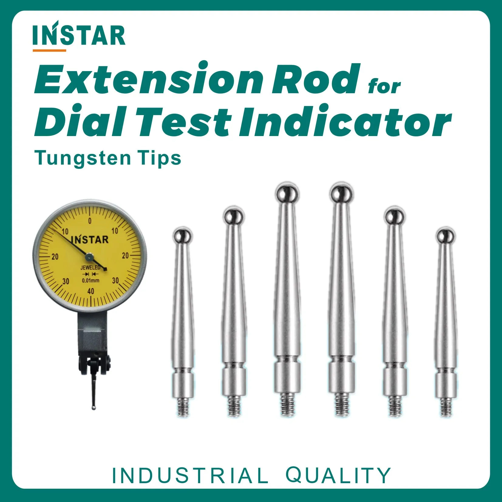 INSTAR Dial Test Indicator Extension Rod TUNGSTEN Tips Probe 0-0.8mm Industrial Quality M1.4 M1.6 Carbide Dial Gage 0-0.002mm