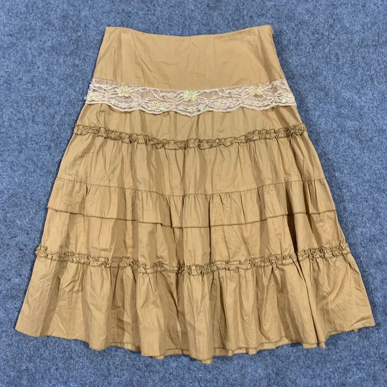 

N Sle f Юбка Винтажная плиссированная гонконгская юбка трапециевидной формы с высокой талией и эластичной резинкой на талии для повседневной носки