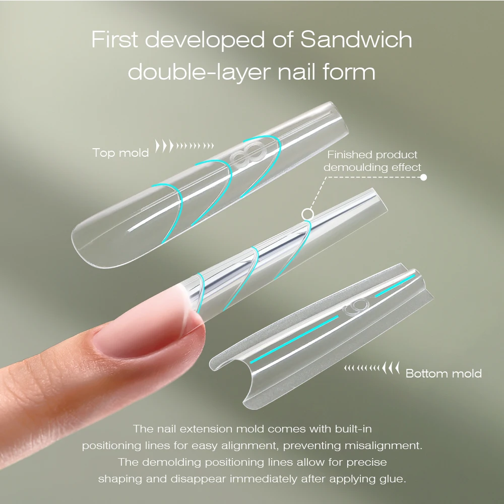 Nail Exclusive Design Crystal Phototherapy French Quick Extension Artificial Nail Slim Heels Sandwich Nail Film