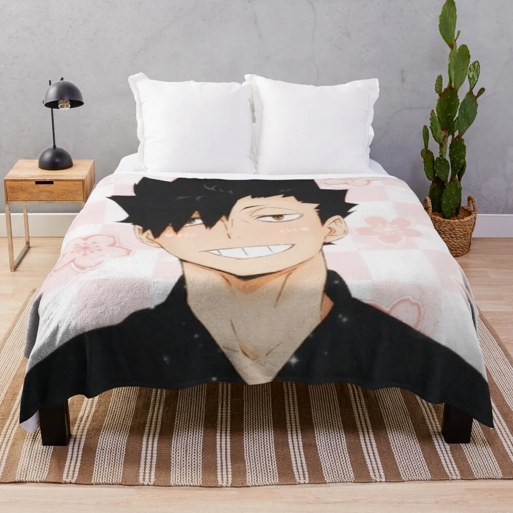 Pink Haikyuu!! Kuroo Tetsurou Throw Blanket Summer blanket throw blanket furry blanket