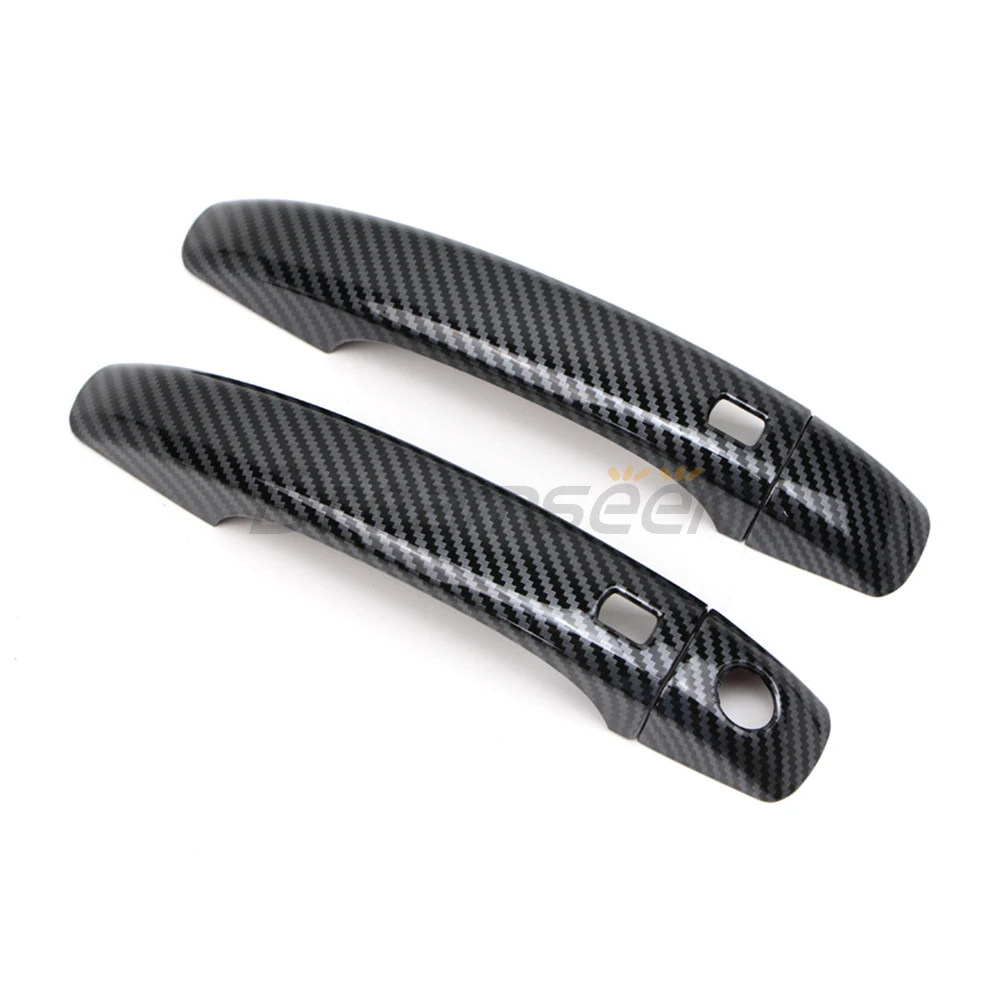 Door Handle Cover For Audi A4 B8 S4 A5 Q5 Q3 2012 2013 2014 2015 2016 2017 2018 Carbon Fiber Style Protective Trim W/ Smart Key