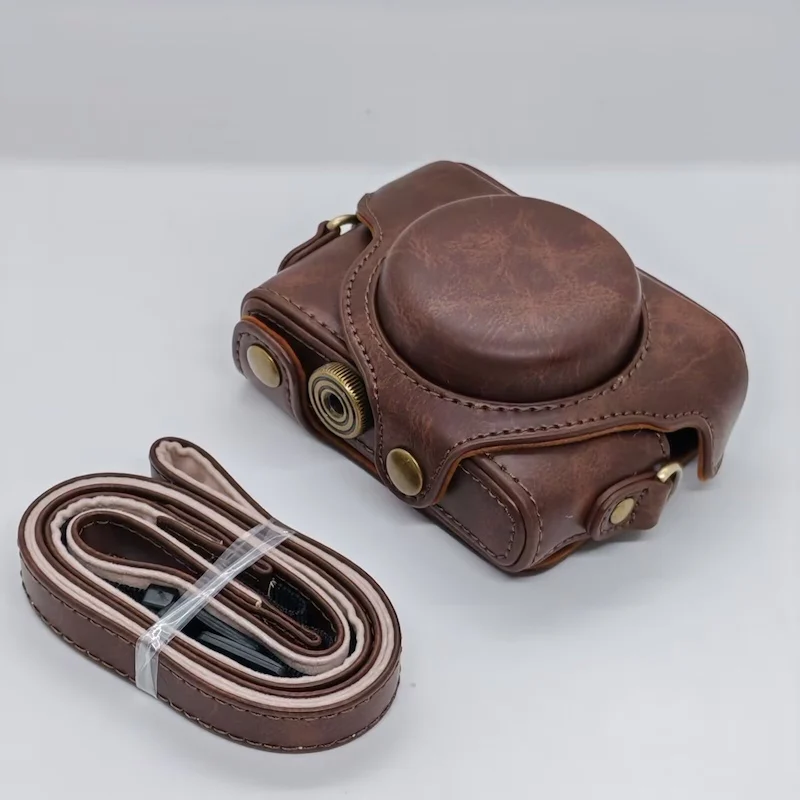 For Sony RX100 M6 M7 M2 M3 M4 M5A Vintage PU Leather Camera Bag Pouch Protect Case Cover with Shoulder Belt Strap