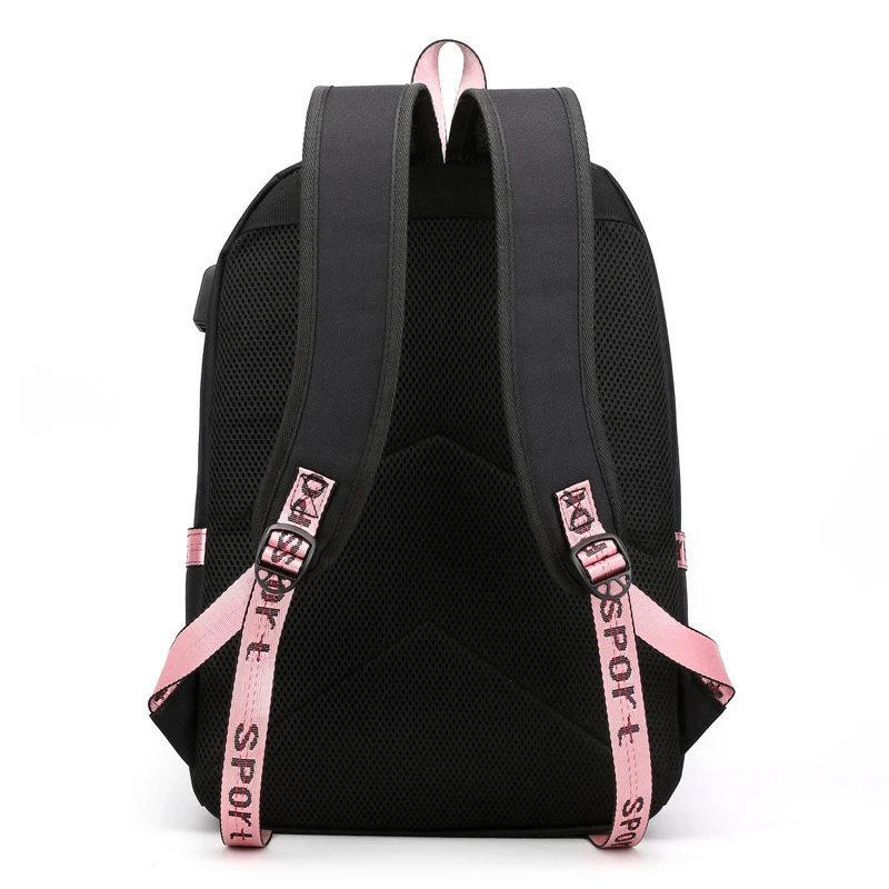 Imagem -04 - Mochila Casual de Grande Capacidade para Mulheres Bolsas Escolares Estudantis para Adolescentes Carregamento Usb Laptop Viagem Fita Novo