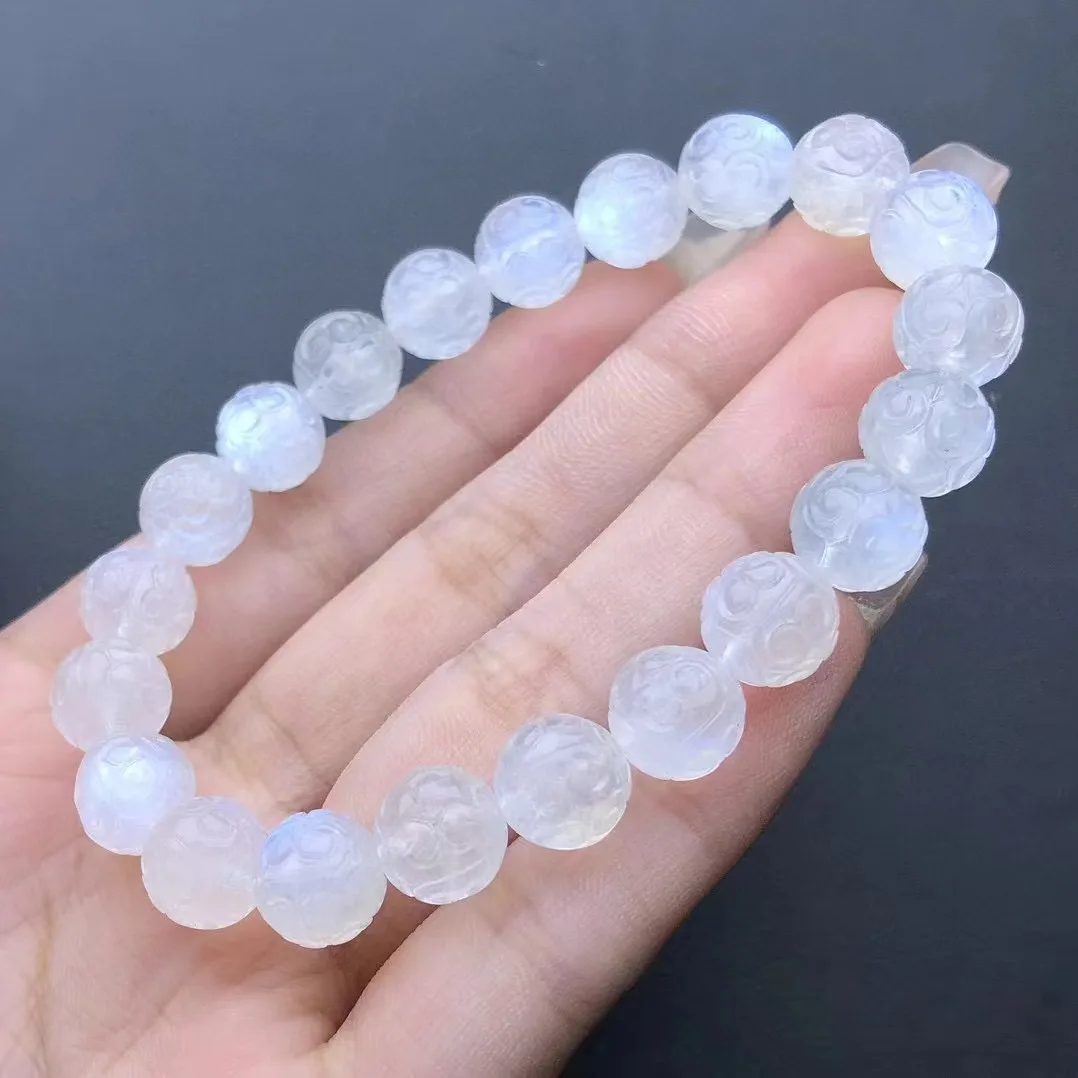 Unit One Bracelet 9mm Good Quality Natural Blue Moonstone Crystal Healing Echo Bead Bracelet