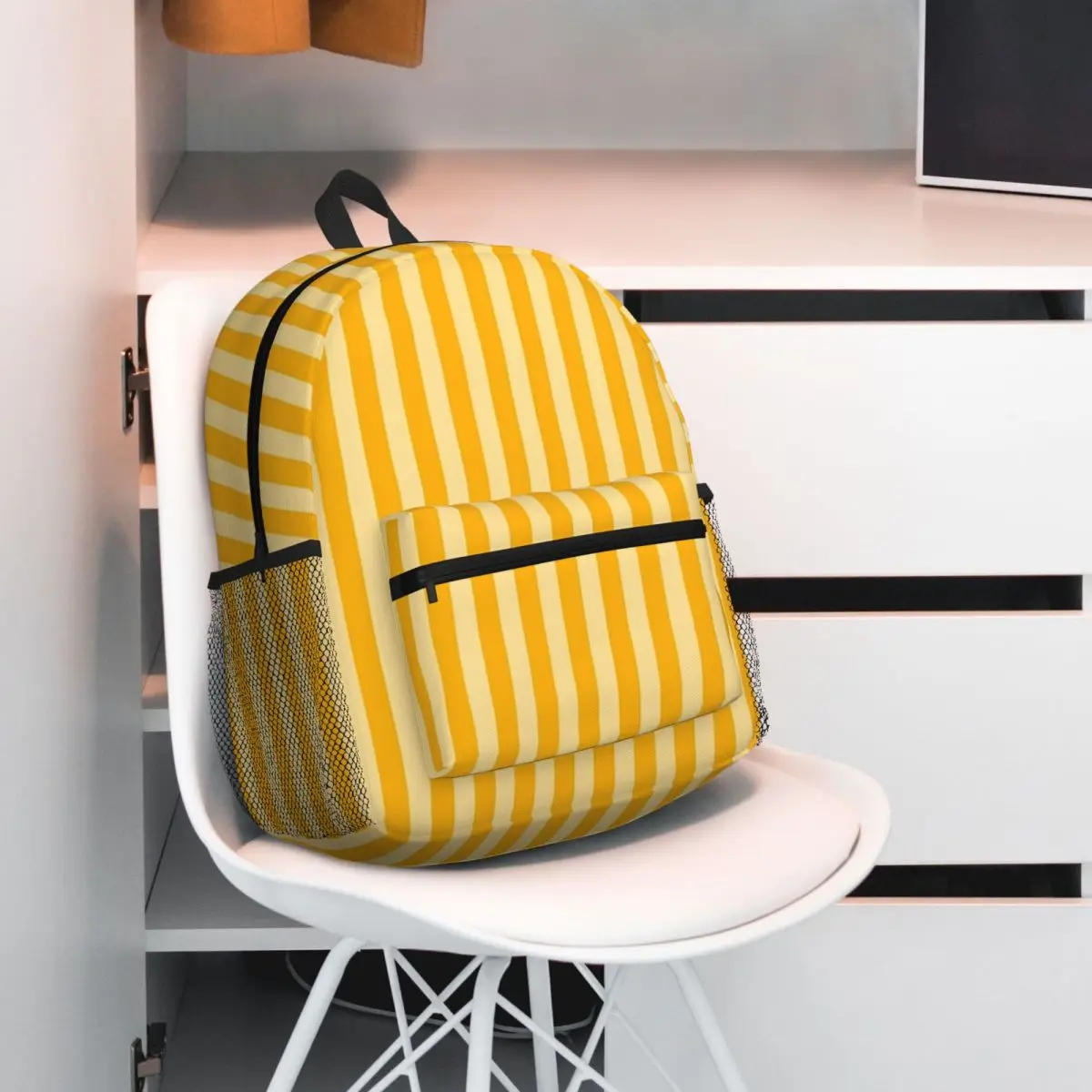 

Striped Vertical 2 Yellow Backpack Student BookBag Kids School Bag Laptop Shoulder Bags for Boys Girls
