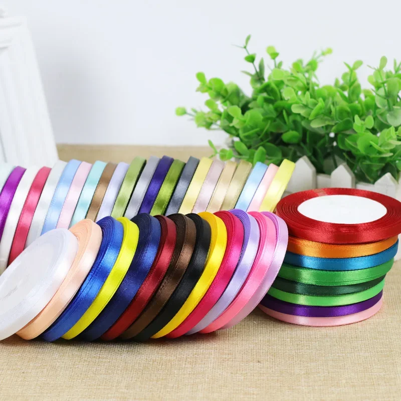 6MM Satin Ribbon for Bows Ribbon Roll Ribbon Wholesale Satin Ribbons Packing Gift Wedding Decoration Fabric Tape for Craft DD007