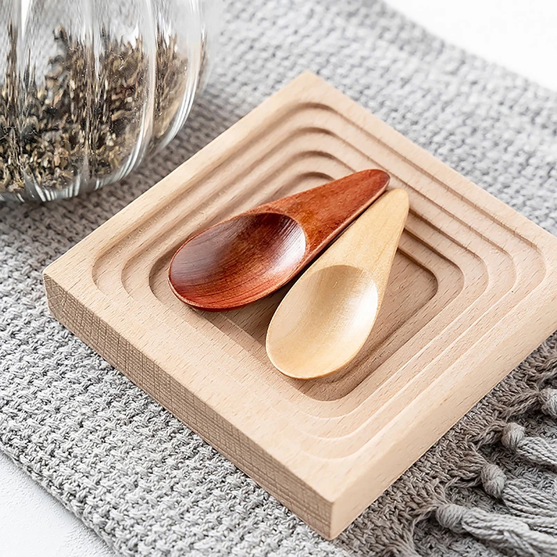 5pcs Wood Mini Tea Spoon Condiment Scoop Flatware Coffee Tea Small Mini Sugar Spoon Coffee Spoon Kitchen Gadgets 6.5x2.5cm