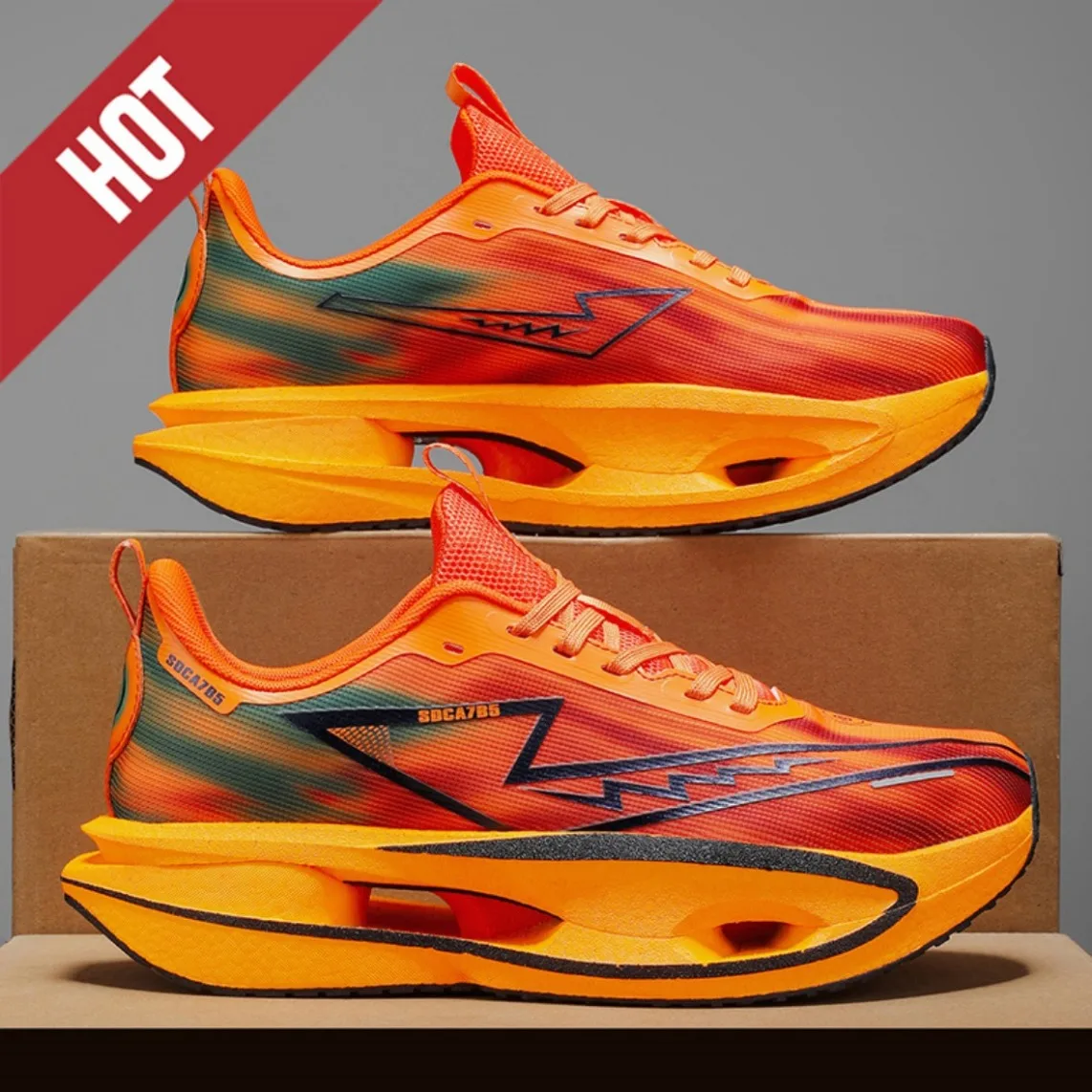 Men Women Carbon Plate Marathon Running Shoes Cushion Breathable Lightweight Anti-Skid Racing Training Sports Sneakers