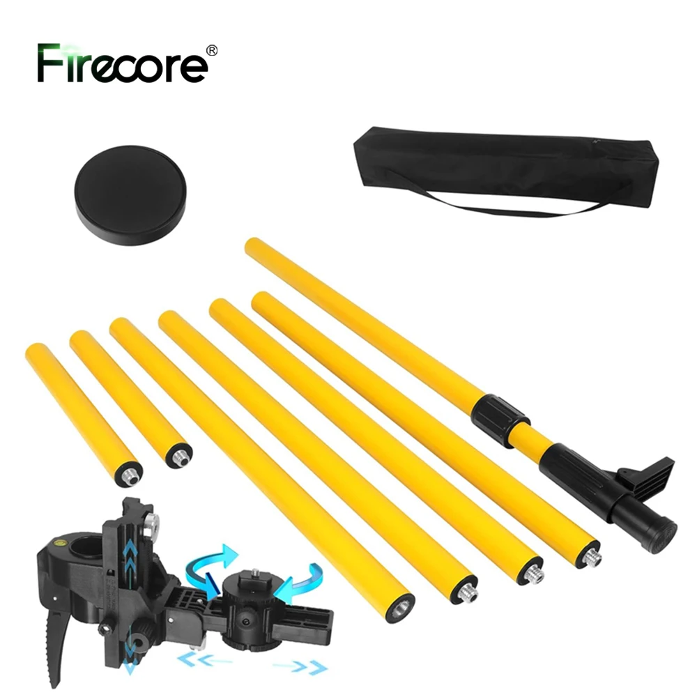 FIRECORE 3.7M Laser Telescoping Pole 5/8 and 1/4 Interface Extend Ceiling Rod Bracket + Hollow Tripod