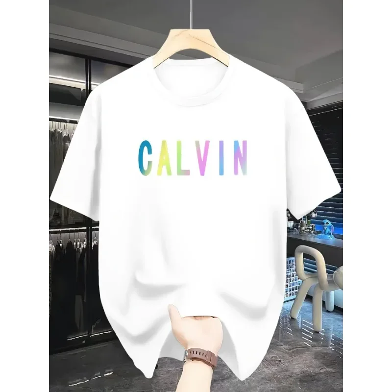 

Summer 2025 Men's Casual T-shirt with geometric patterns and letter prints 100% pure cotton short-sleeved fashion clothing
