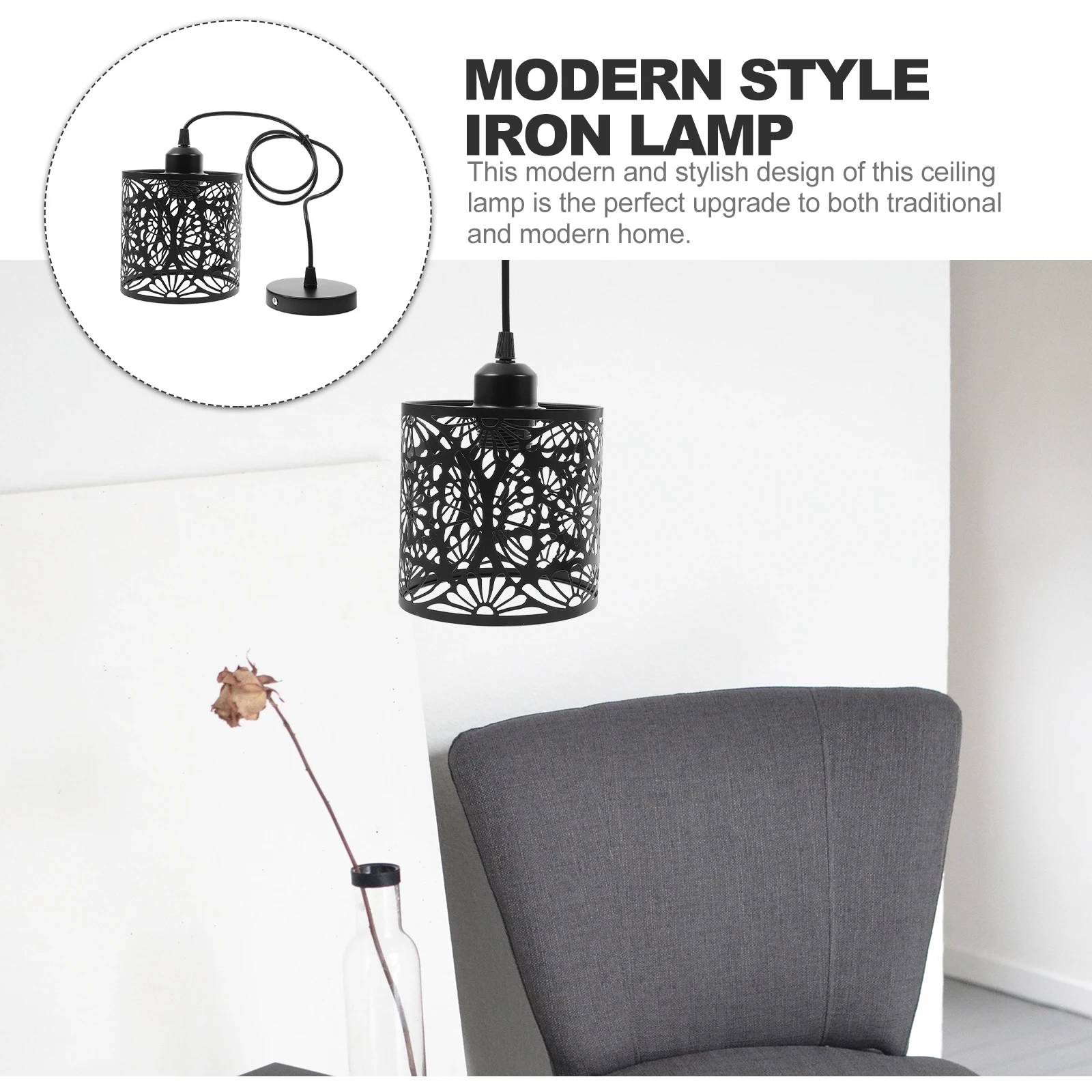 

Modern Simple Single Head Iron Pendant Light Black Decor Ceiling Lamp For Bedroom Living Room Study Home Hanging Lighting