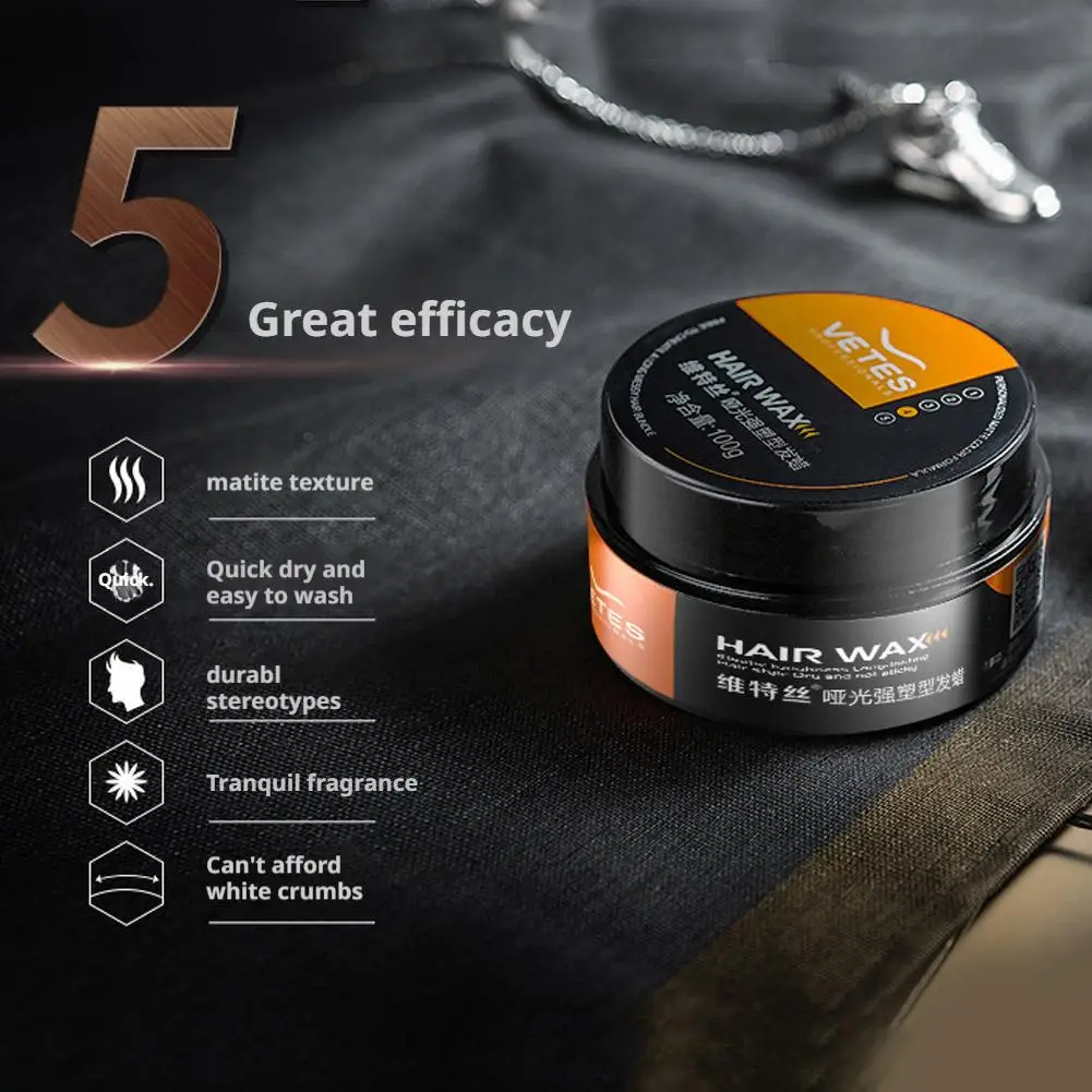 شمع تصفيف الشعر للرجال، طين الشعر، عطر وطويل الأمد، شكل طبيعي رقيق غير لامع، شمع الشعر A5G6