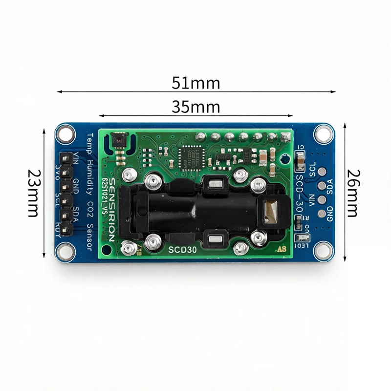 SCD30 CO2 Sensor Module I2C Interface Carbon Dioxide Temperature Humidity Integrated Air Quality Detector Sensor Board 3.3V‑5V