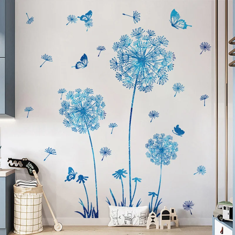 Kawaii Star Sky Color Dandelion Butterfly Sticker DIY Window Glass Wall Sticker Bedroom Decora Sticker Self-adhesive Wallpaper