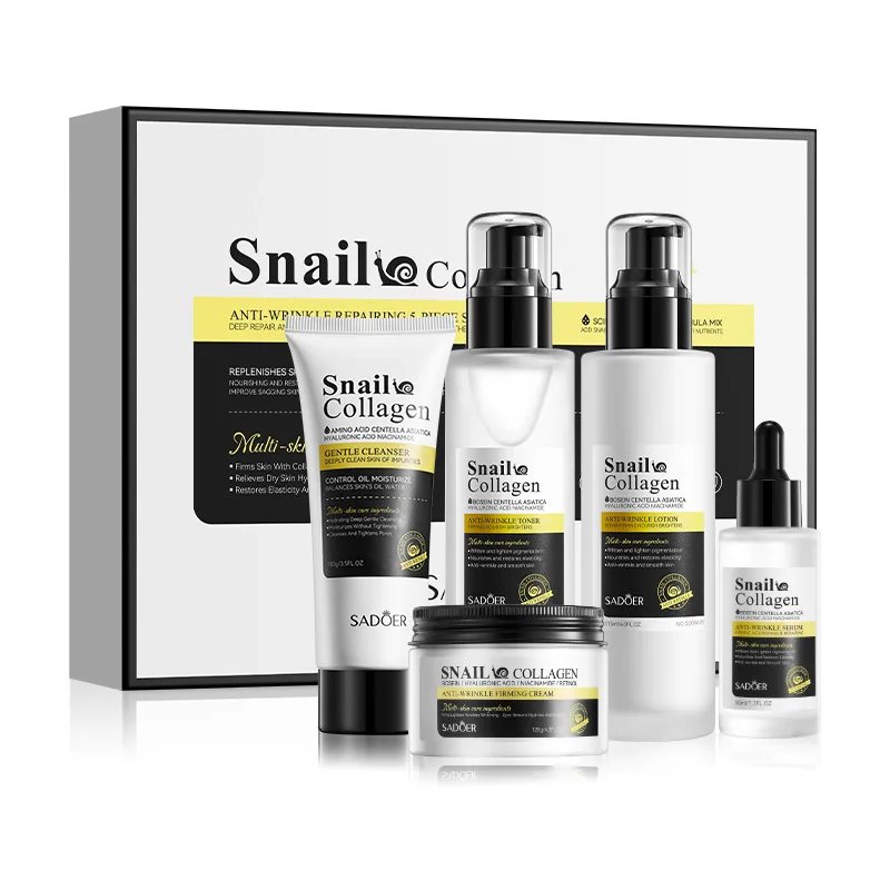 

Snail Collagen Facial Care Kit Moisturizing Repair Set Face Cleanser Face Serum Face Cream Toner Brighten Skincare Products