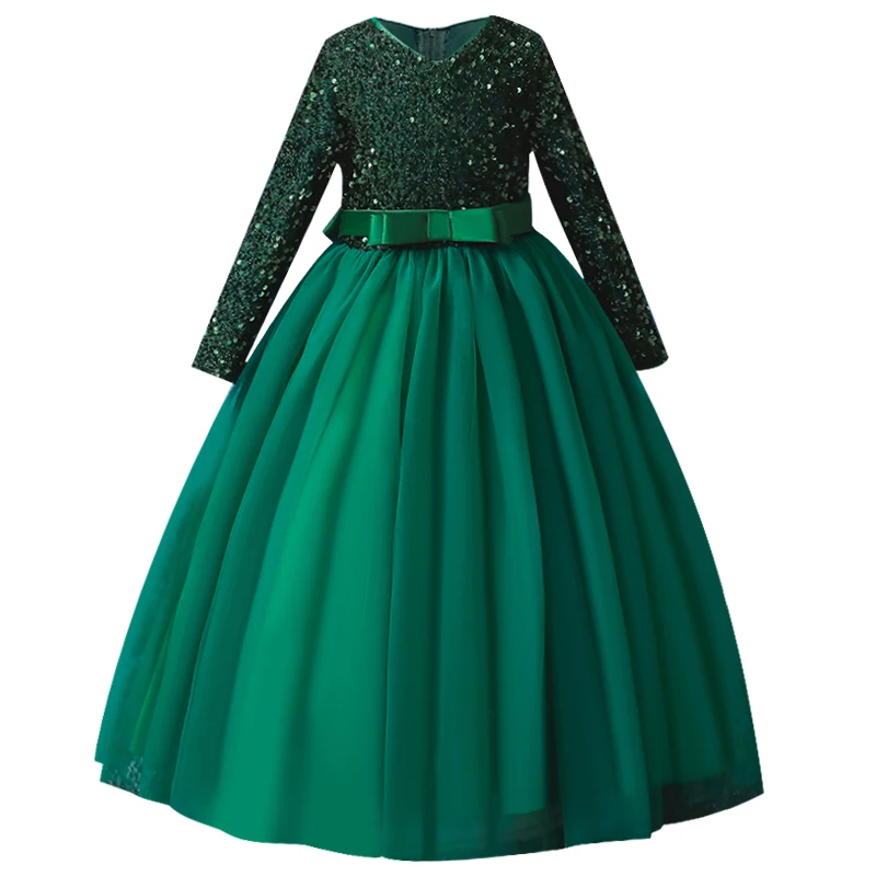 New flower girl Princess Birthday Party Party embroidery long dress girl graduation school dance show long dress