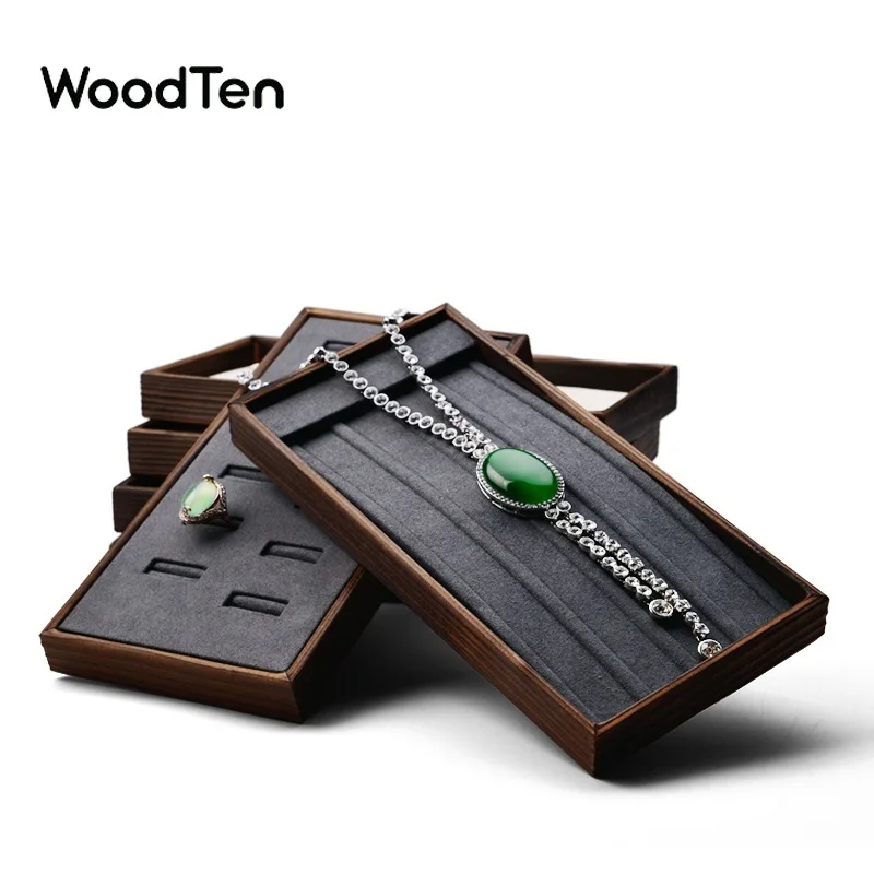 

WoodTen Premium Soild Wood Tray for Ring Necklace Pendant Tray Jewelry Organizer Jewelry Display Rack Wooden Case