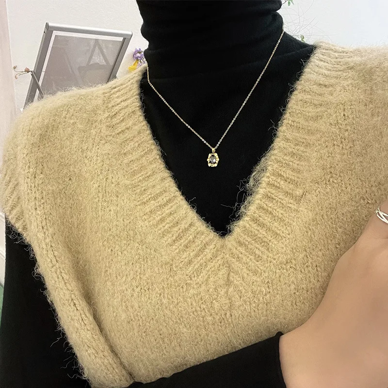 OIMG 316L Stainless Steel Gold Plated Simple Baroque Imitation Pearl Necklace For Women Girl Temperament Trendy Jewelry Not Fade