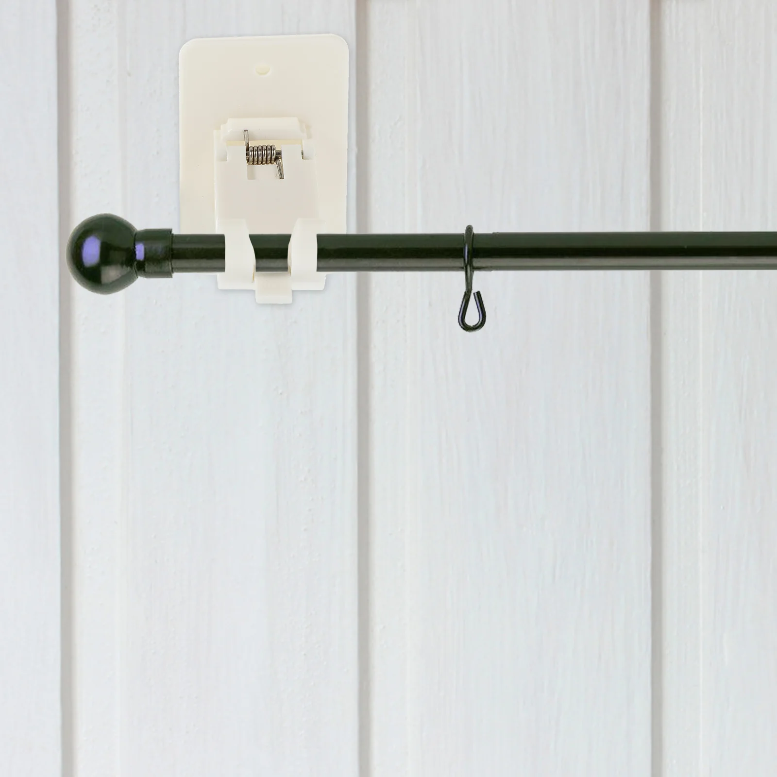 

2 Set Curtain Rod Hanger No Drill Rods and Brackets Sticky Hook Holder Abs Wall Hooks for Curtains