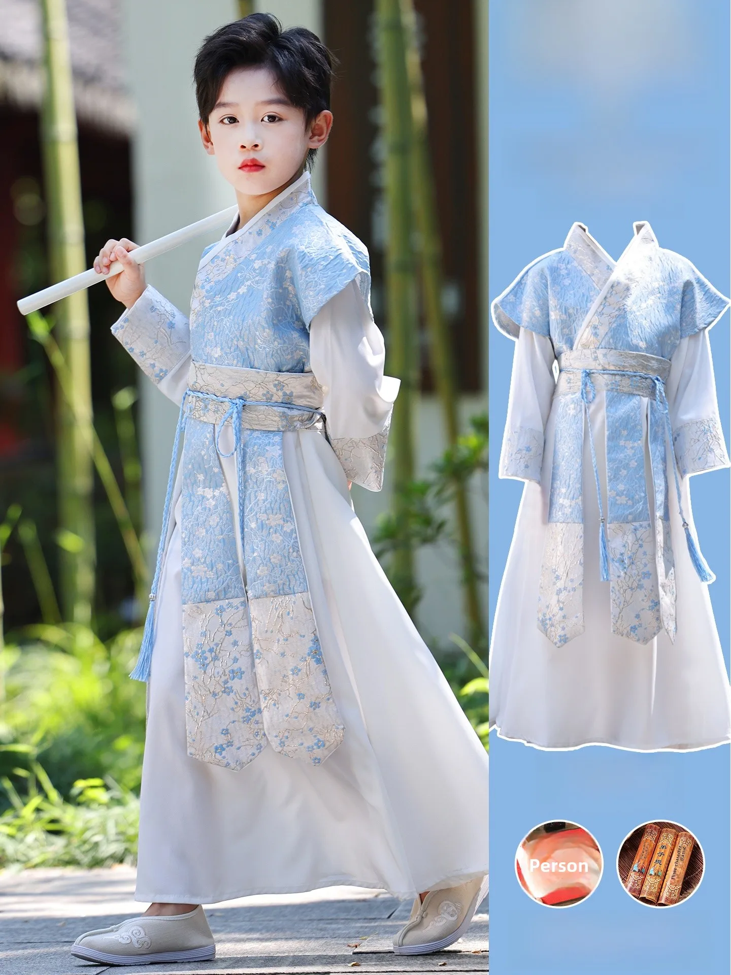 

Новый детский комплект Ханьфу 2025 для мальчиков: традиционный китайский костюм «Маленький Мастер» для детского сада, осенняя мода в стиле Тан