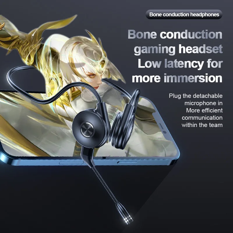 New M1 Bluetooth Headset Bone Conduction Ear-hook Running Sports True Stereo Business Earphone Noise Reduction Gaming Headphones