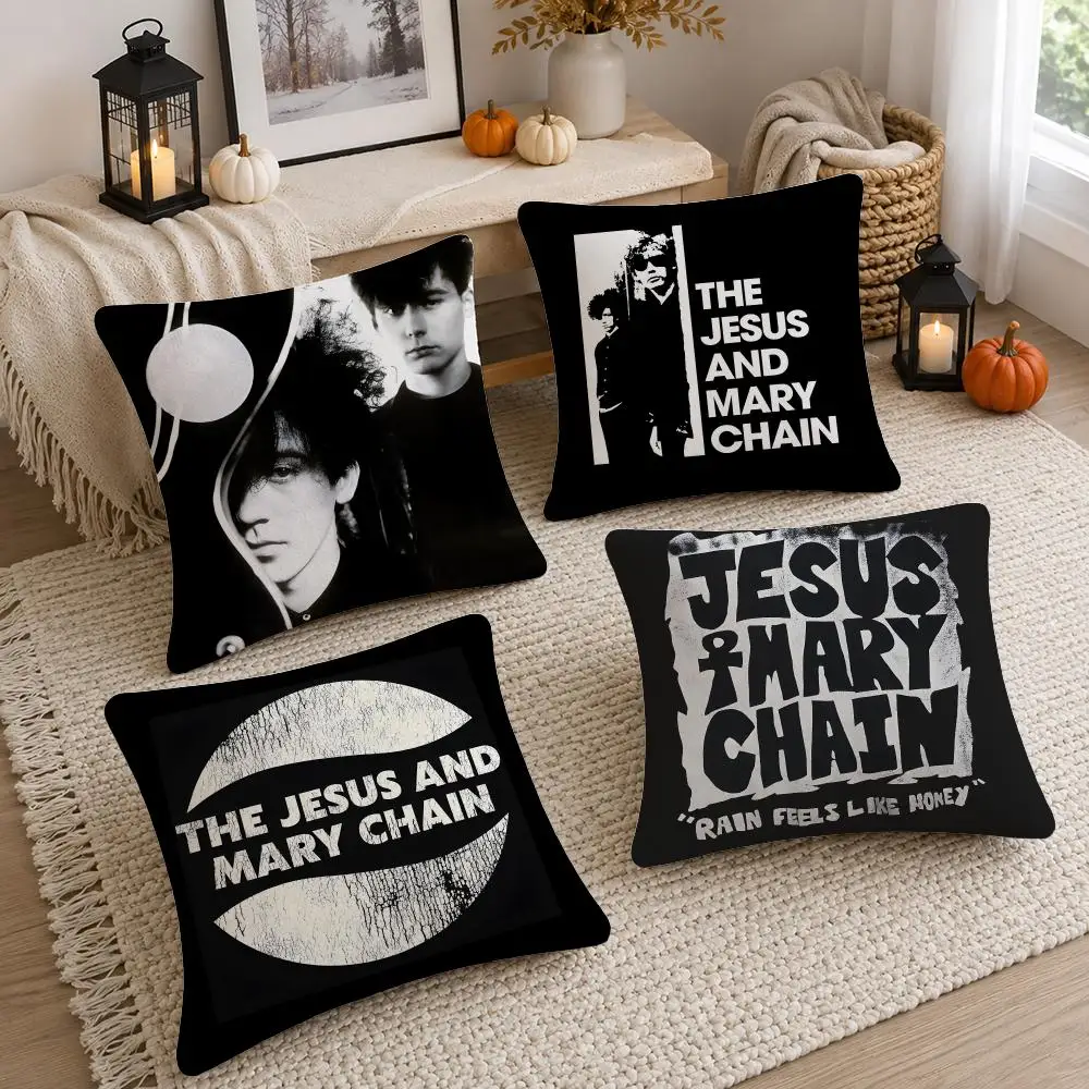 Band The Jesus and Mary Chain Cushion Cover Soft Fluffy Short Plush  Pillow Case  Sofa Bed Home Decor