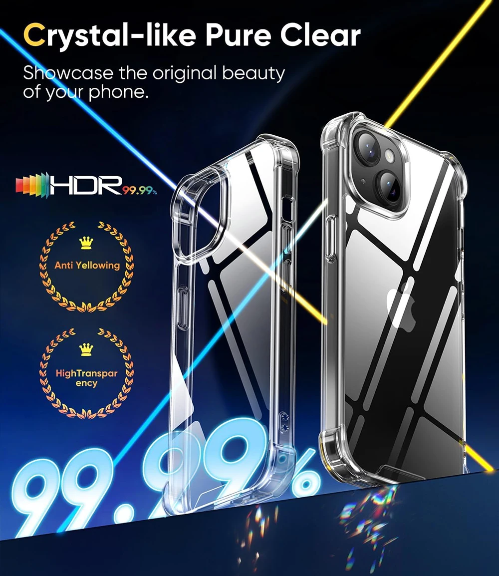 Shockproof Hybrid PC Hard Case For iPhone 16 15 14 13 12 Mini 11 Pro Max SE 2022 7 8 6 6s Plus Silicone Soft Clear Shell Slim