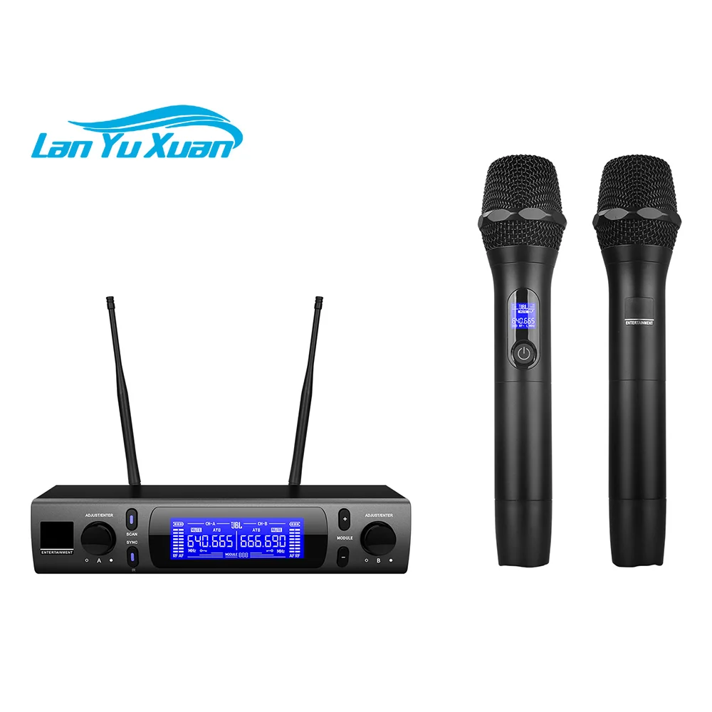 

VM300 UHF Dual 2 Channel Dynamic Wireless Microphone Long Distance Transmission Wireless System Mic for Stage Performance