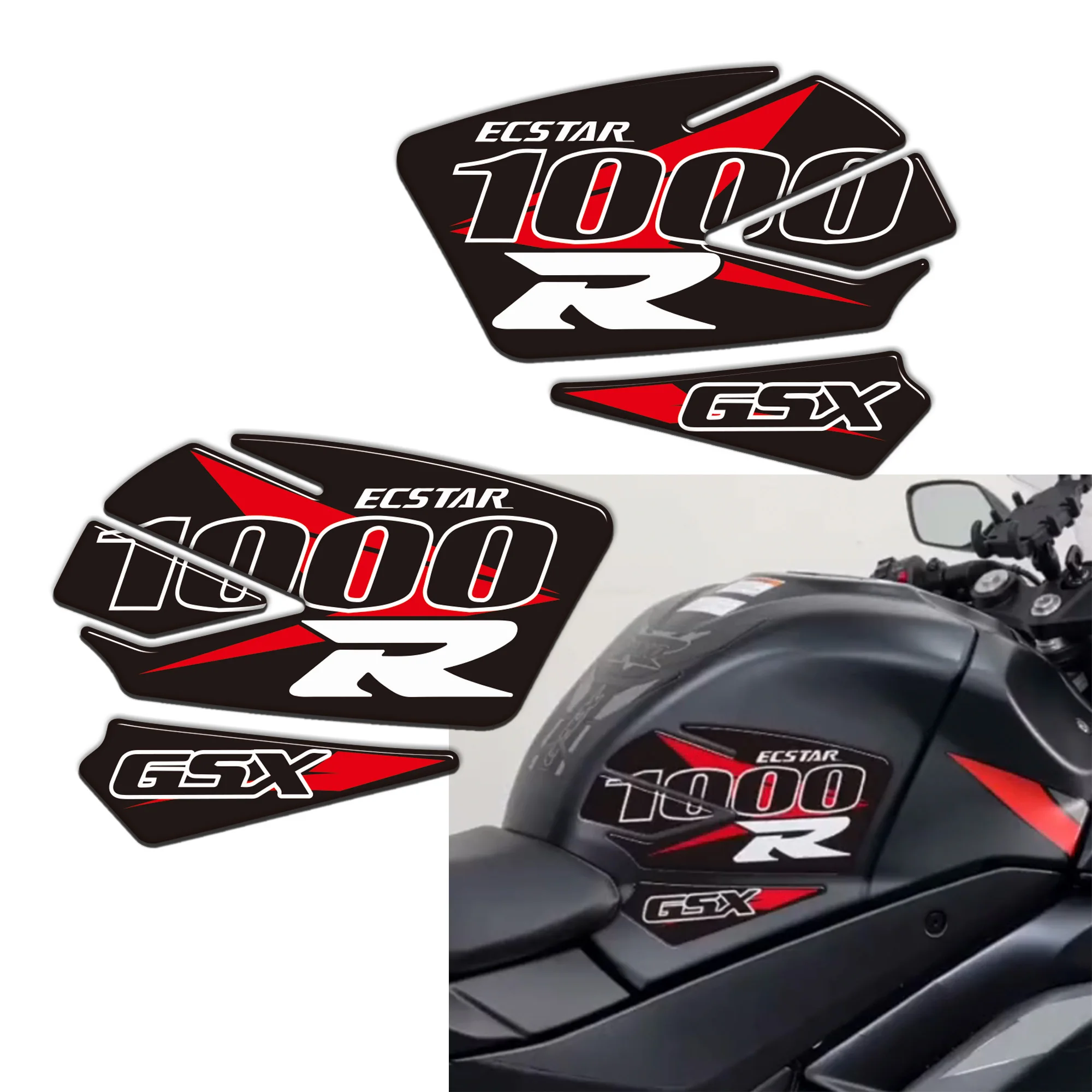 3D Resin Fuel Tank Knee Grips, Protective Stickers Decals Kit Fit GSX-R1000 GSX-R1000R GSX-R1000RZ