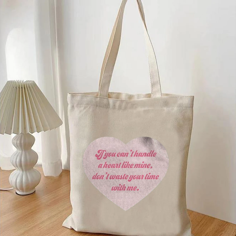 Borsa tote a forma di cuore martiletto borsa a tracolla da donna carina a forma di amore rosa regalo di cardigan ai fan: borsa di tela ecologica K-12