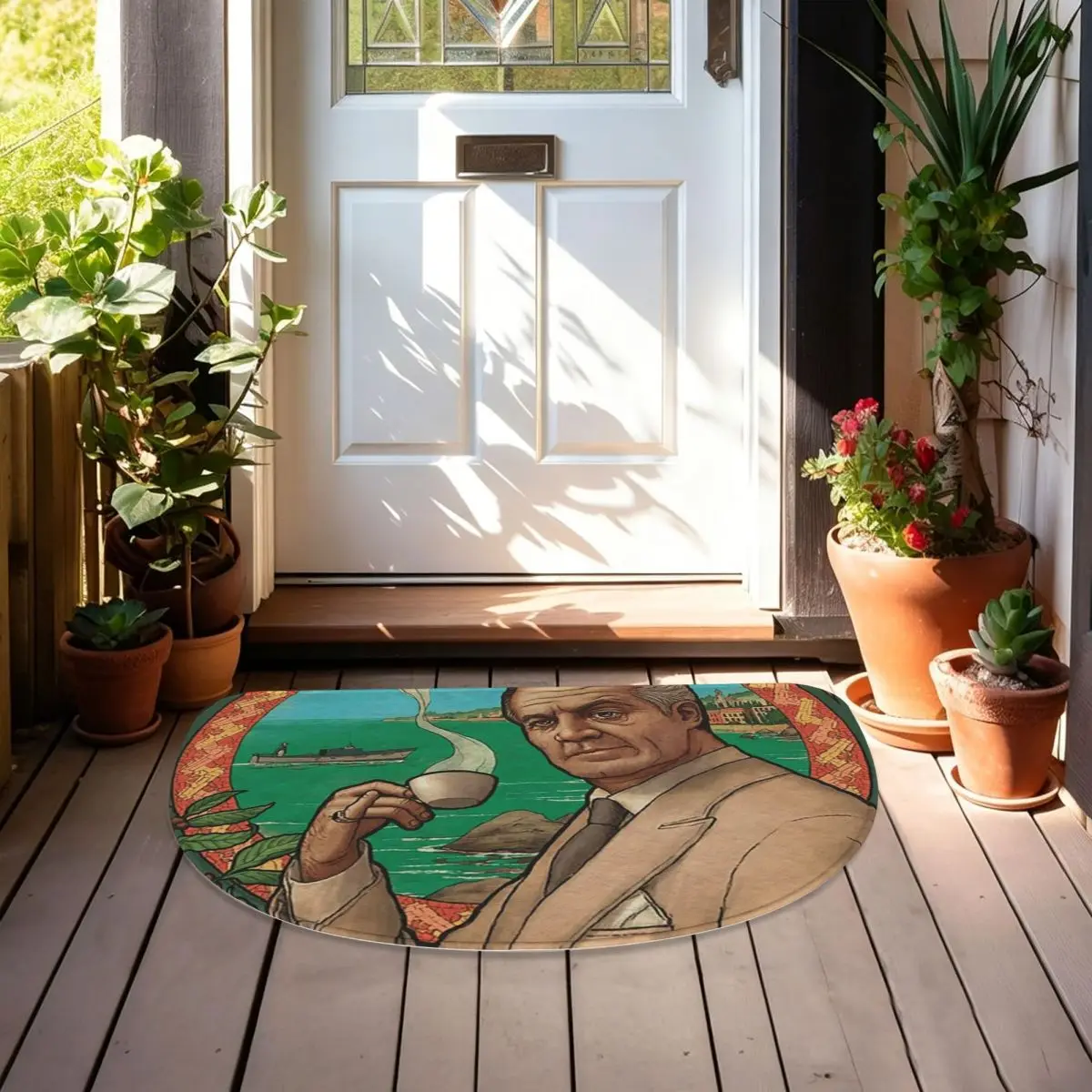 Commendatore - The Sopranos Soft Flannel Half Round Doormat Non Slip Bathroom Mat Absorbent Floor Carpet for Home Bedroom