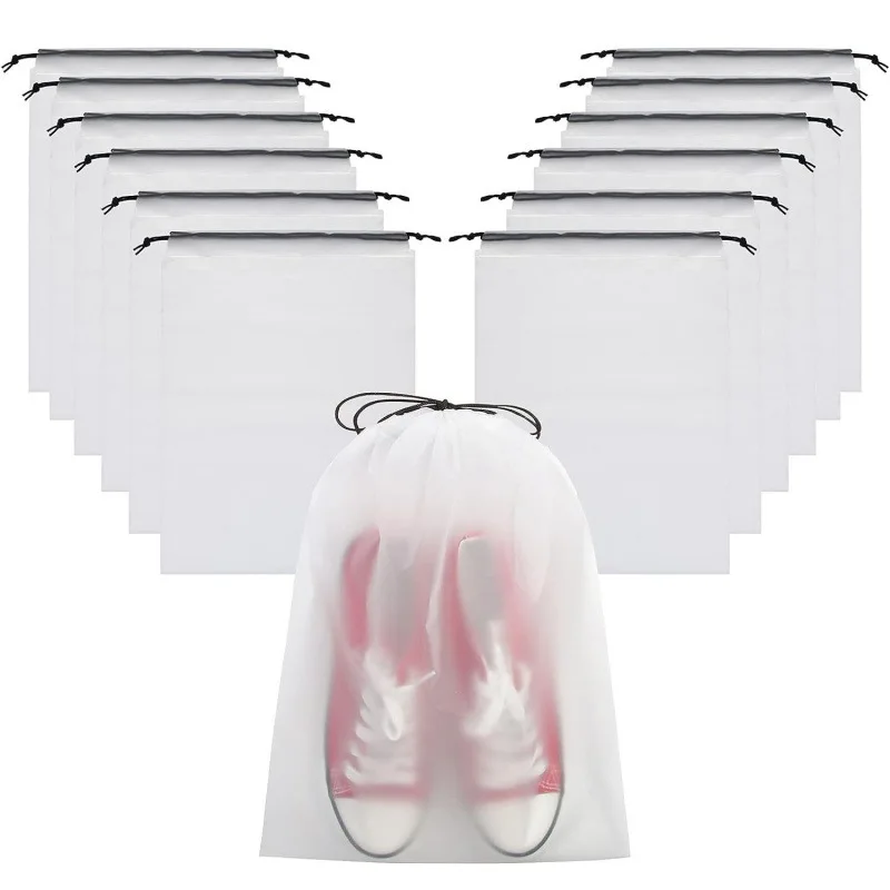Bolsas con cordón para almacenamiento de zapatos, bolsa impermeable para cosméticos de viaje, bolsas de almacenamiento de toallas y artículos diversos, bolsa de plástico transparente portátil, 5/10 Uds.