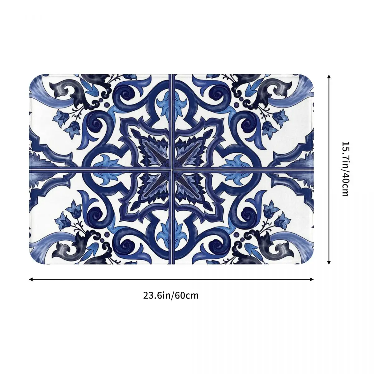 Blue Ornate Floral Mediterranean Sicilian Tile Anti-slip Doormat Floor Mat Durable Carpet Rug for Kitchen Home Footpad Mats